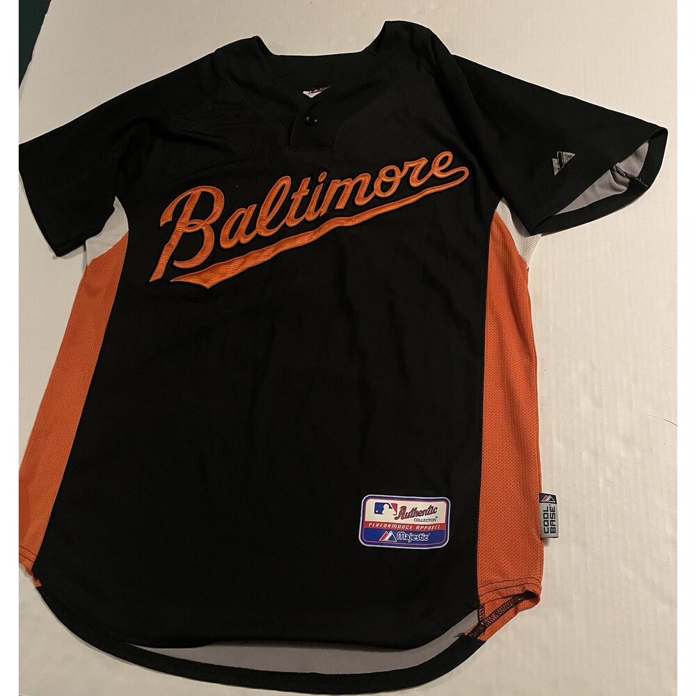 VTG Majestic Baltimore Orioles MLB Batting Practice Jersey LARGE Cool Base Y2K